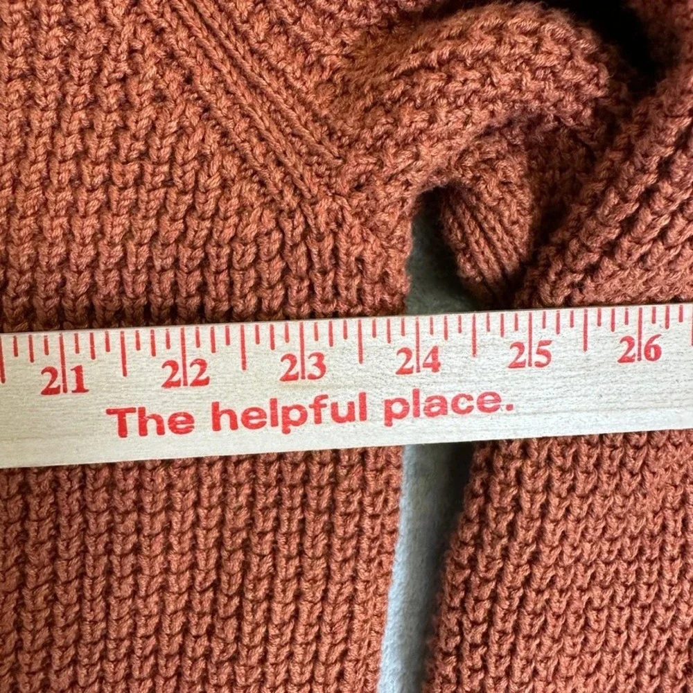 LL Bean Organic Cotton Waffle Knit Sweater XL-Tall Burnt Orange 515580
